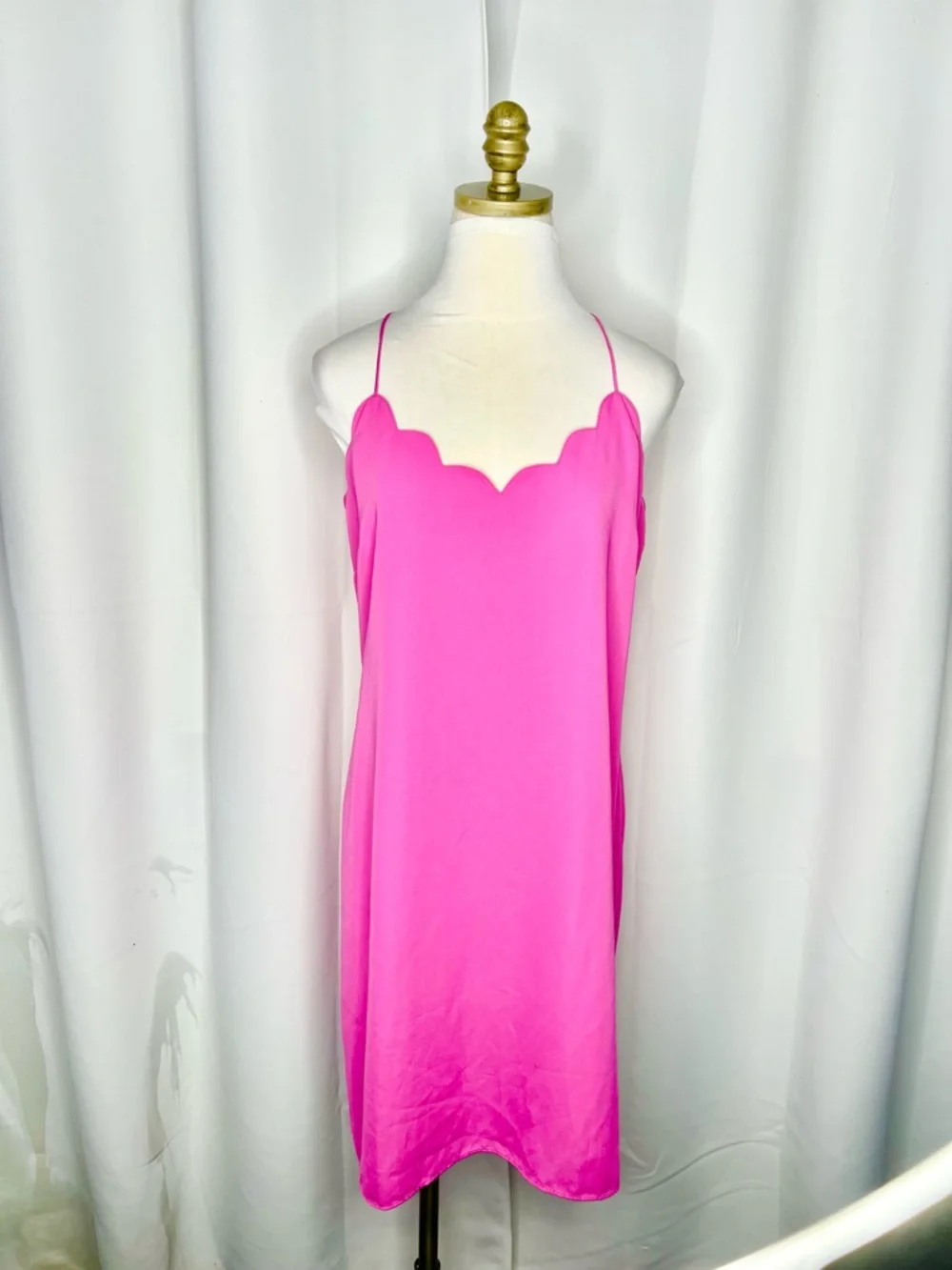 J.CREW SCALLOPED NECK RACERBACK SLIP DRESS